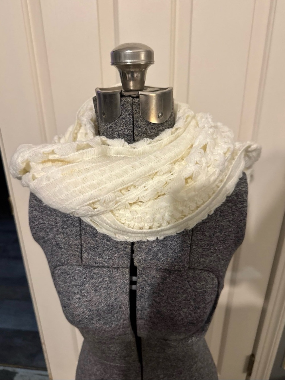 Vintage Cream Textured Infinity Scarf